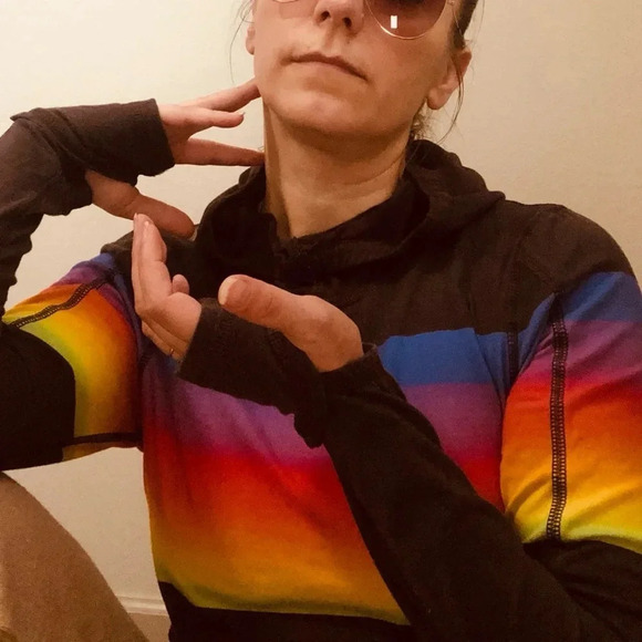 FREE PEOPLE huddle rainbow colors hoodie - Picture 3 of 11